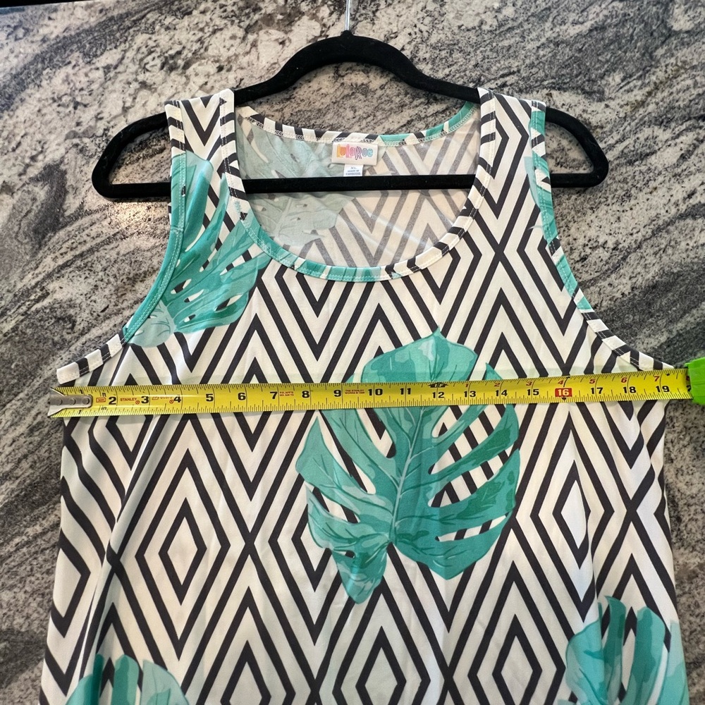 LuLaRoe Dani Dress, XL split leaf print, palm, tropical print LLR, Maxi dress